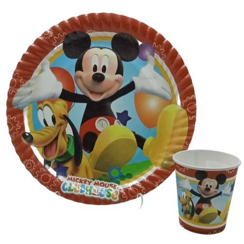 Karton Tabak ve Bardak Set Mickey Mouse 23 Cm 8 Adet